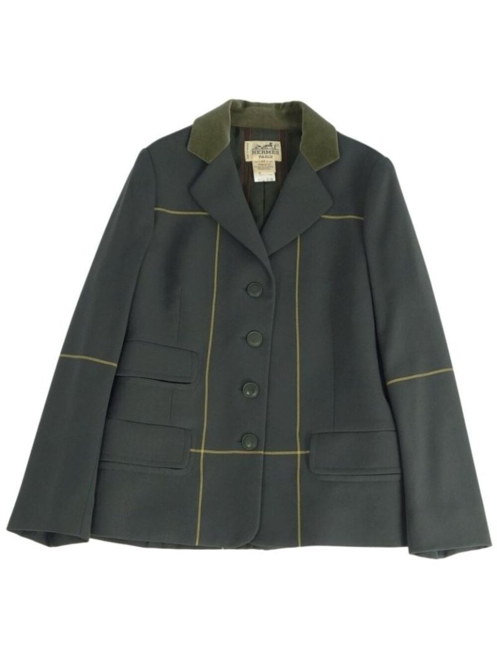 Hermes Jacket Tailored Collar Velour Vintage - Picture 4 of 12